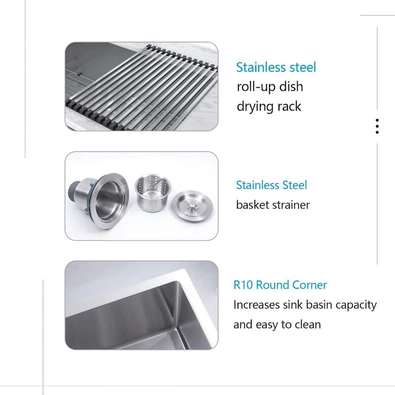 16-Gauge Stainless Steel 33 in. Single Bowl Farmhouse/Apron Drop-in Kitchen Sink with Bottom Grid