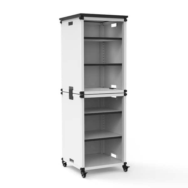 Modular Bookshelf - Narrow Stacked Modules with Casters and Tabletop ...