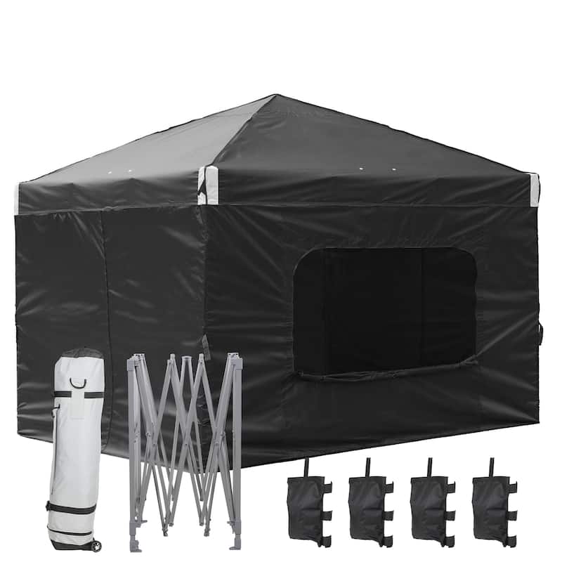 Aoodor 10x10 FT Pop-Up Canopy Tent with Roller Bag and Curtain