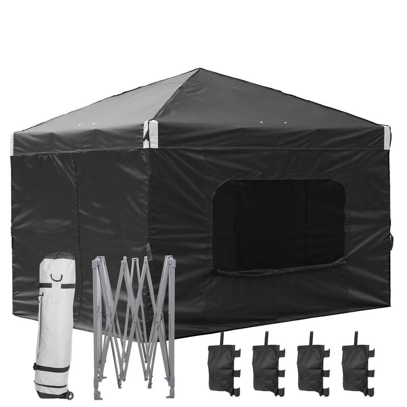 Aoodor 12'x12'Pop Up Canopy Tent with Removable Mesh Window Sidewalls, Portable Instant Shade Canopy with Roller Bag