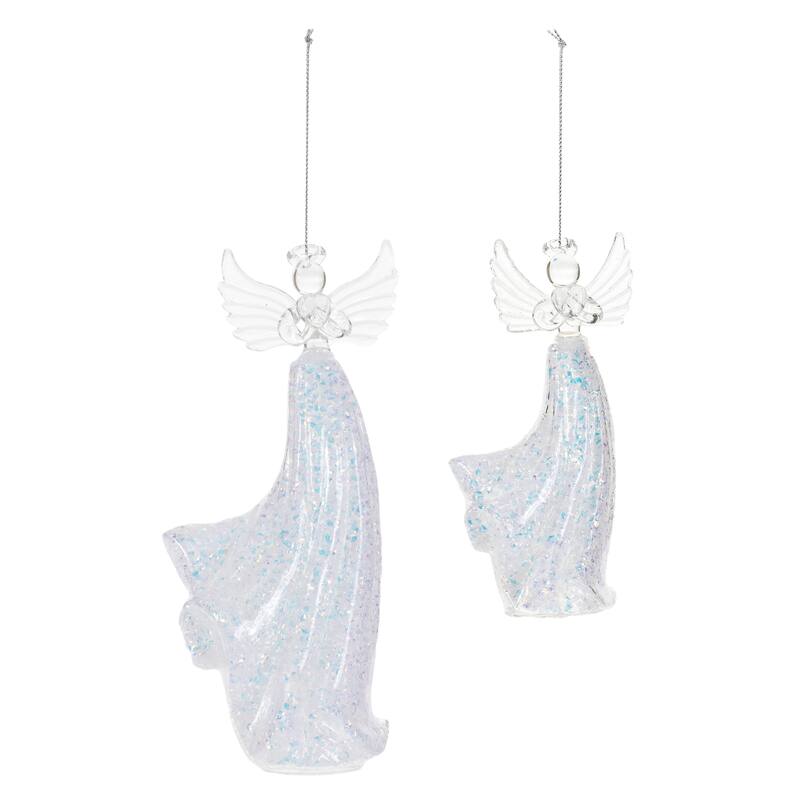 Iridescent Glass Angel Ornament (Set of 12) - N/A