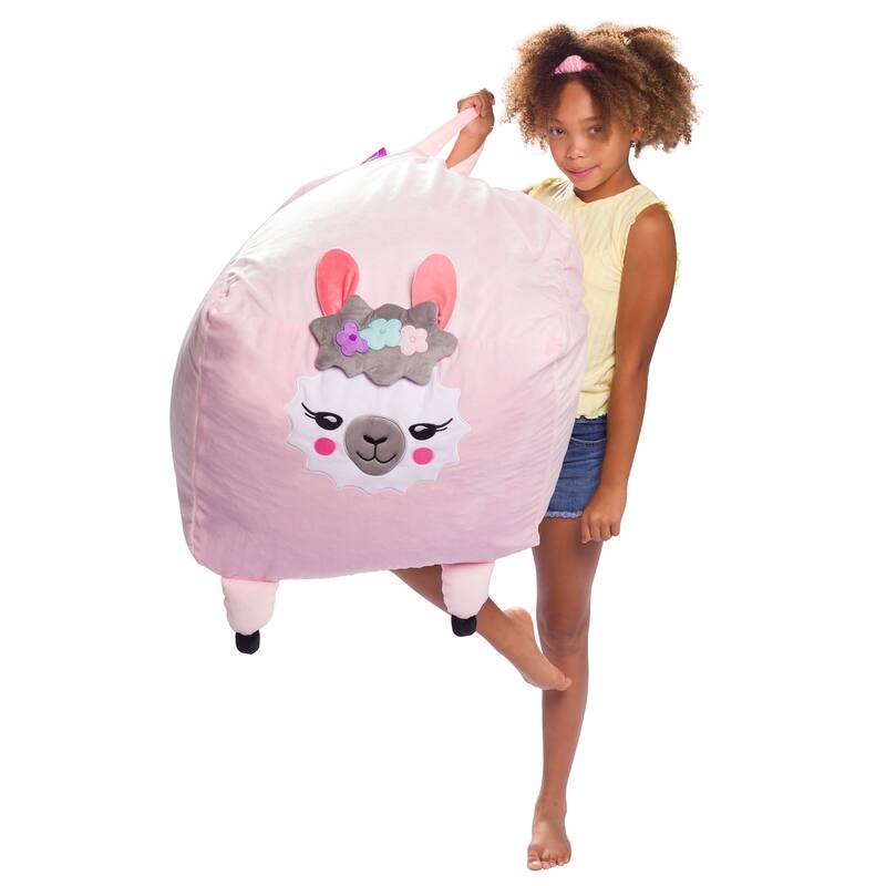Stuffed Animal Storage Bean Bag Chair Cover only for Kids, Toy Holder