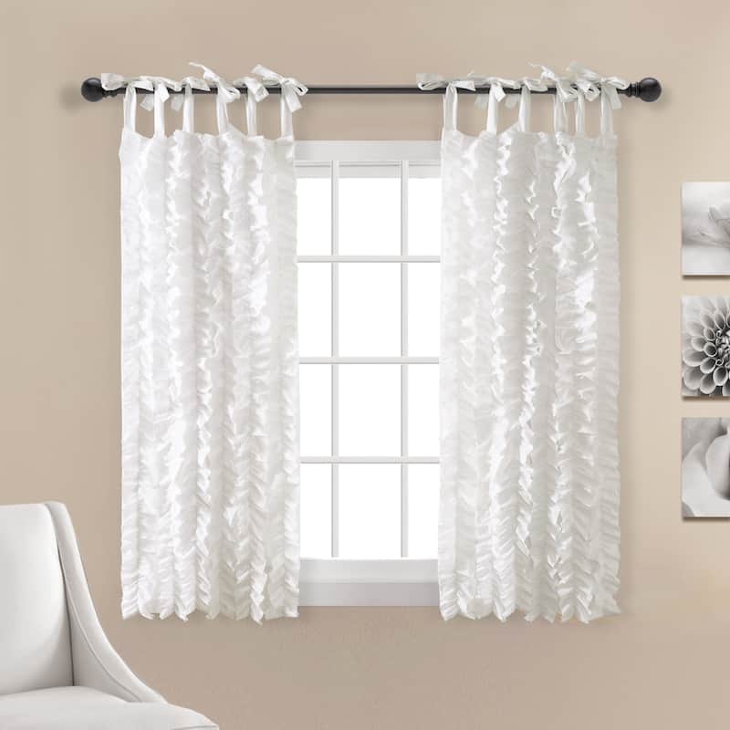 Lush Decor Sophia Ruffle Window Curtain Panel Pair - 63 Inches - White