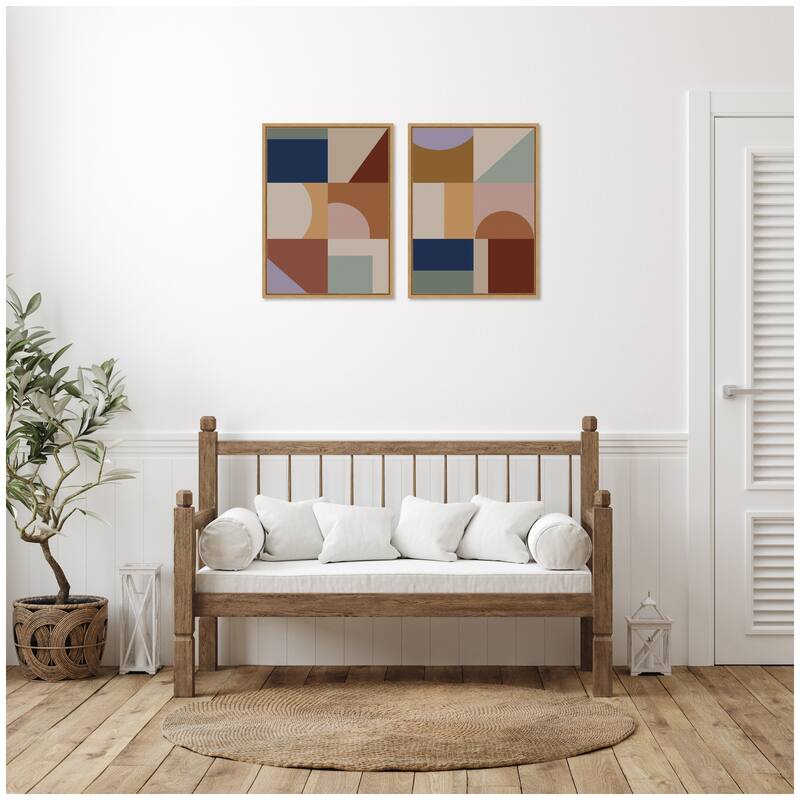 Kate and Laurel Modern Bohemian Pattern 2 Piece Framed Canvas Wall Art Set by The Creative Bunch Studio