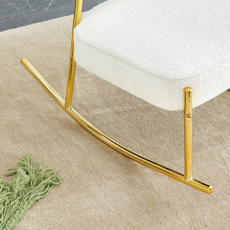 PU/Teddy suede material cushioned rocking chair with metal legs