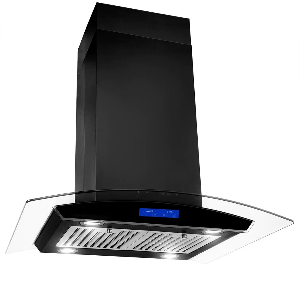 Unbranded 30 in. 700 CFM Ducted Wall Mounted Range Hood in Black with 4 LED Lights