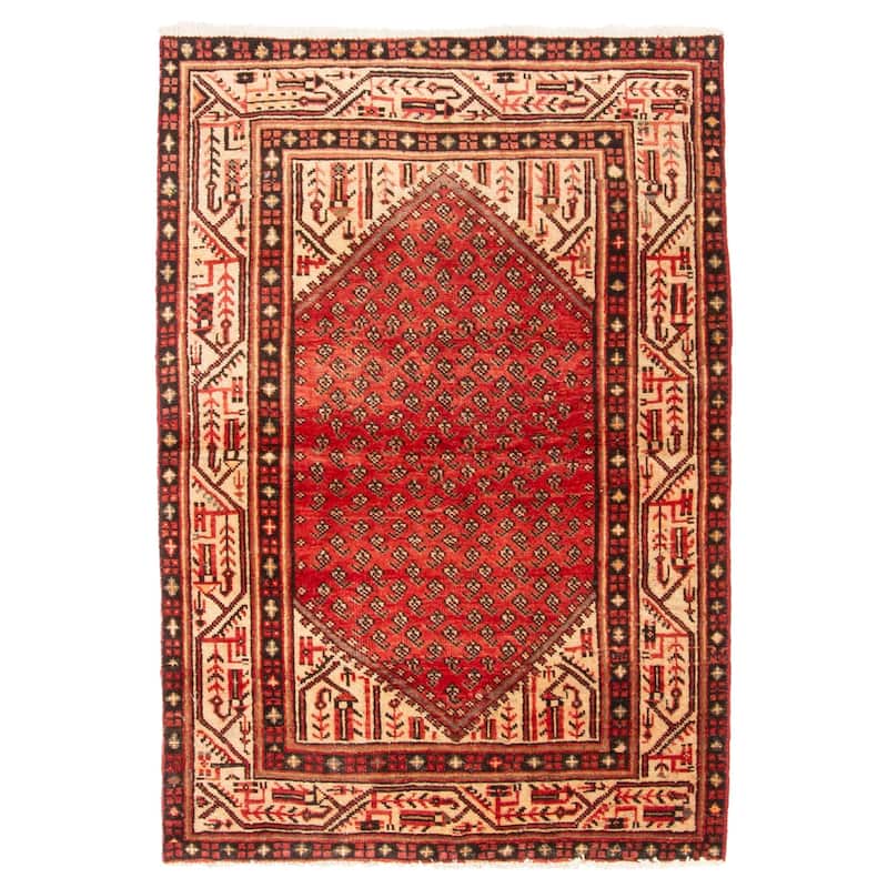 ECARPETGALLERY Hand-knotted Andelz Red Wool Rug - 3'5 x 4'9