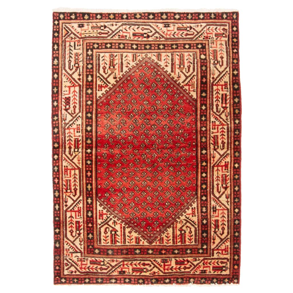 ECARPETGALLERY Hand-knotted Andelz Red Wool Rug - 3'5 x 4'9