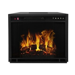 Shop Gibson Living 28 Flat Pebble Crystal Log Ventless Heater Electric Fireplace Insert Black Frame 3 Color Changing Settings Free Shipping Today Overstock 30655645