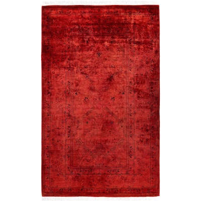 Overdyed One-of-a-Kind Hand-Knotted Area Rug - Orange - 3' 3" x 5' 4"