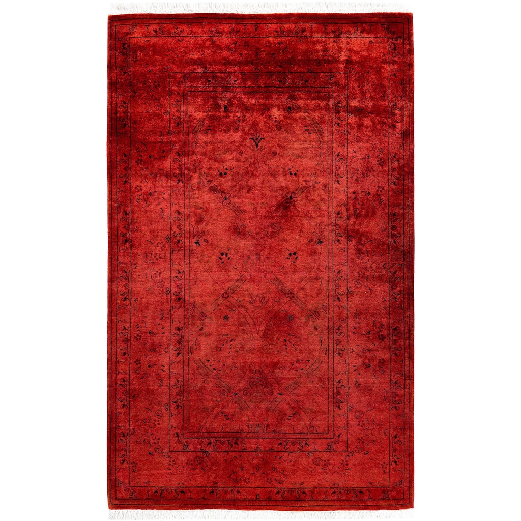 Overdyed One-of-a-Kind Hand-Knotted Area Rug - Orange - 3' 3" x 5' 4"