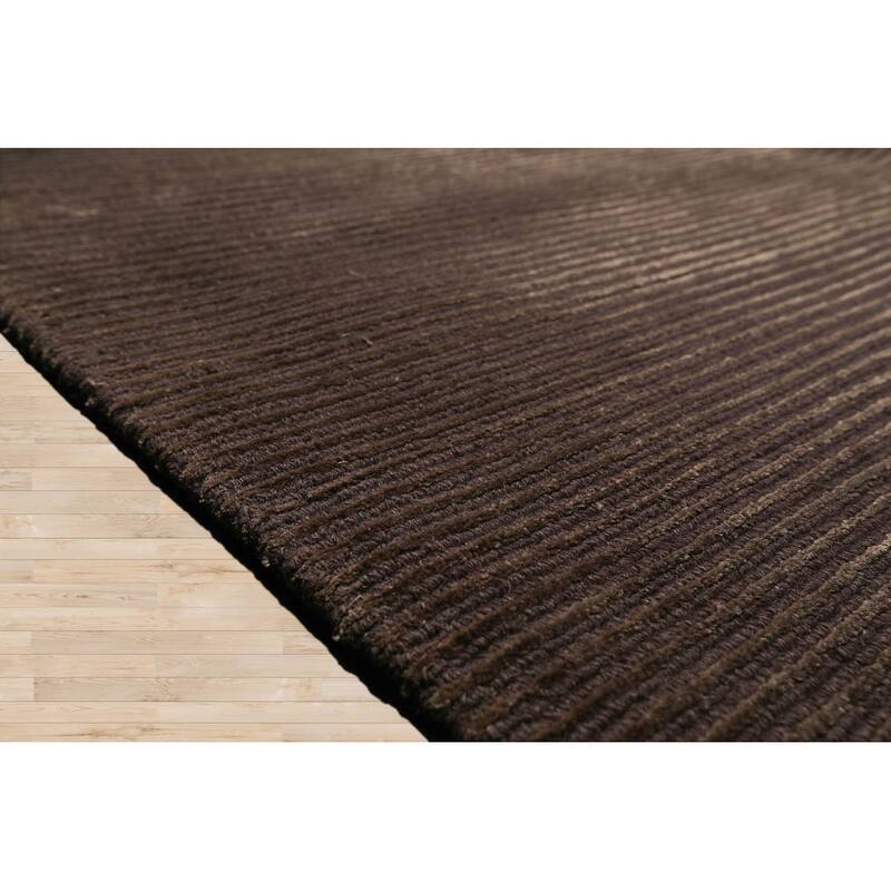 Hand Knotted Designer Brown Tibetan Wool & Silk Traditional Area Rug - 8' 2'' x 10' 1''