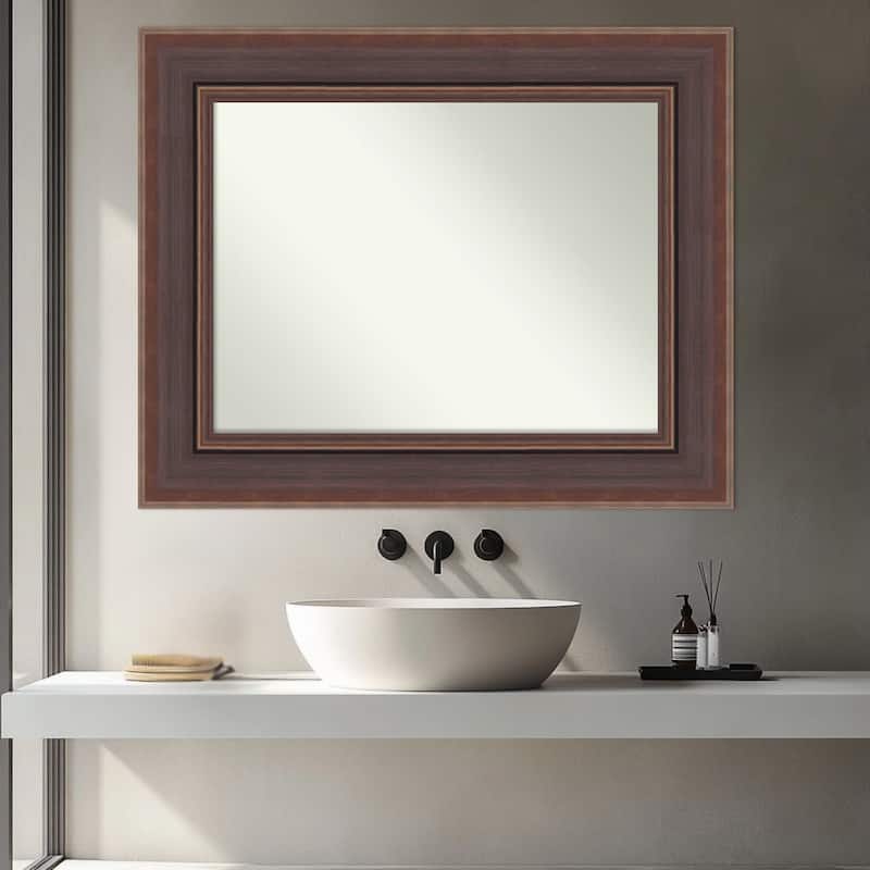 Moab Brown Bronze Non-Beveled Framed Bathroom Vanity Wall Mirror - Moab Brown Bronze