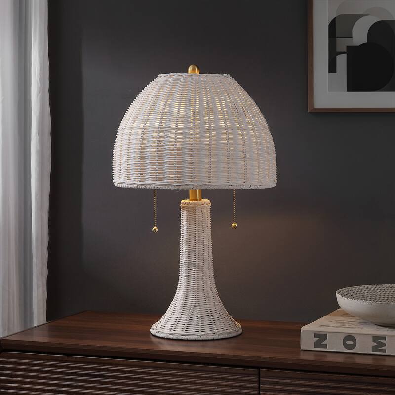 Margie 22" Rustic Iron LED Table Lamp, by JONATHAN Y - White Brass