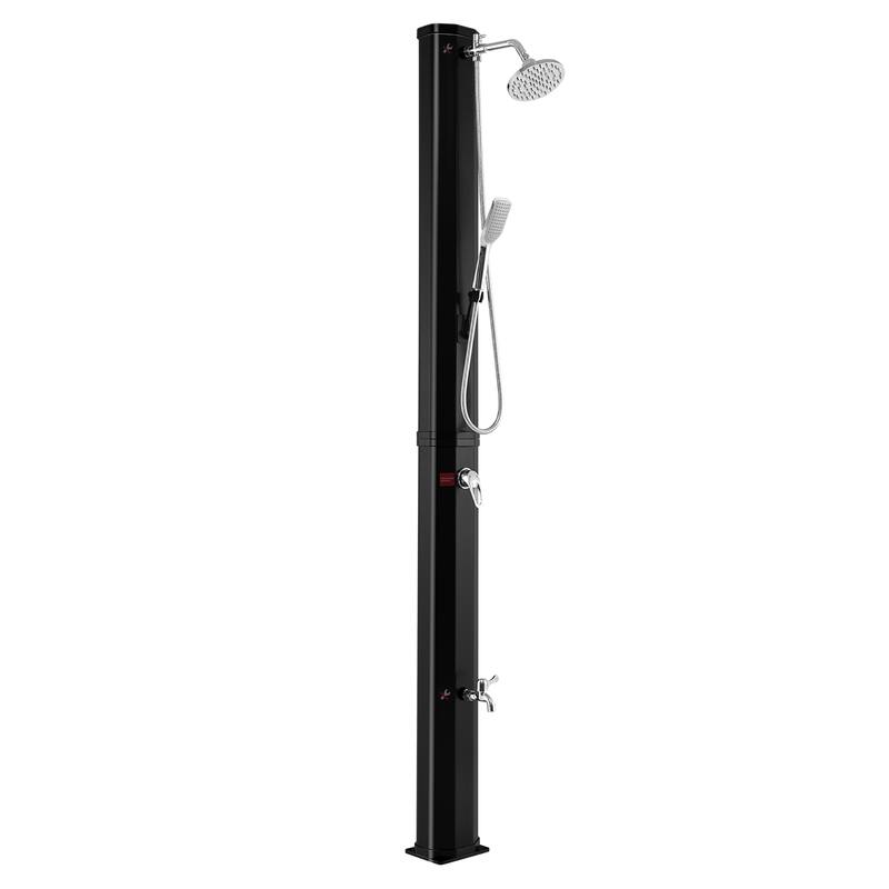 Costway 7.2 FT 9.3 Gallon Solar Heated Shower w/ Rain Shower, Foot - See Details - Black - See Details