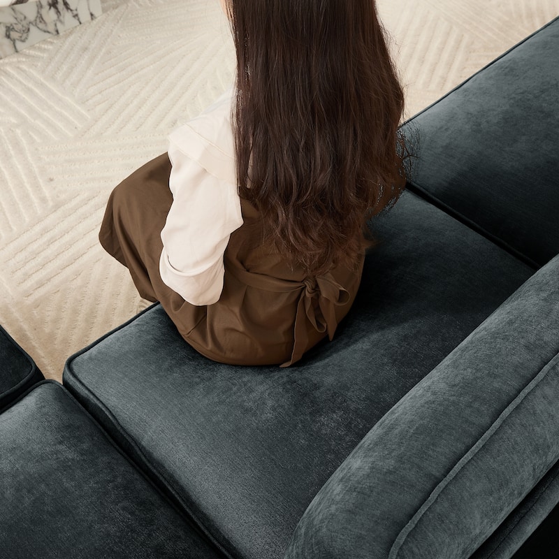 112" Modern L-Shaped Modular Sectional Sofa for Living Room, Oversized Chenille Couch w/ Hidden Storage and Movable Ottoman