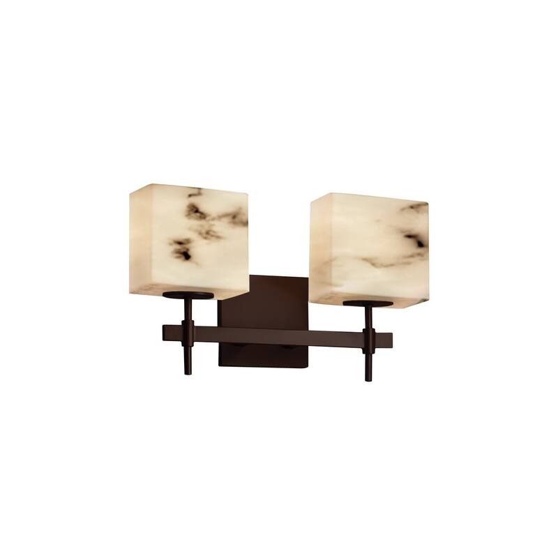 Justice Design LumenAria Union 2-light Dark Bronze Bath Bar, Faux Alabaster Rectangle Shade - Dark Bronze