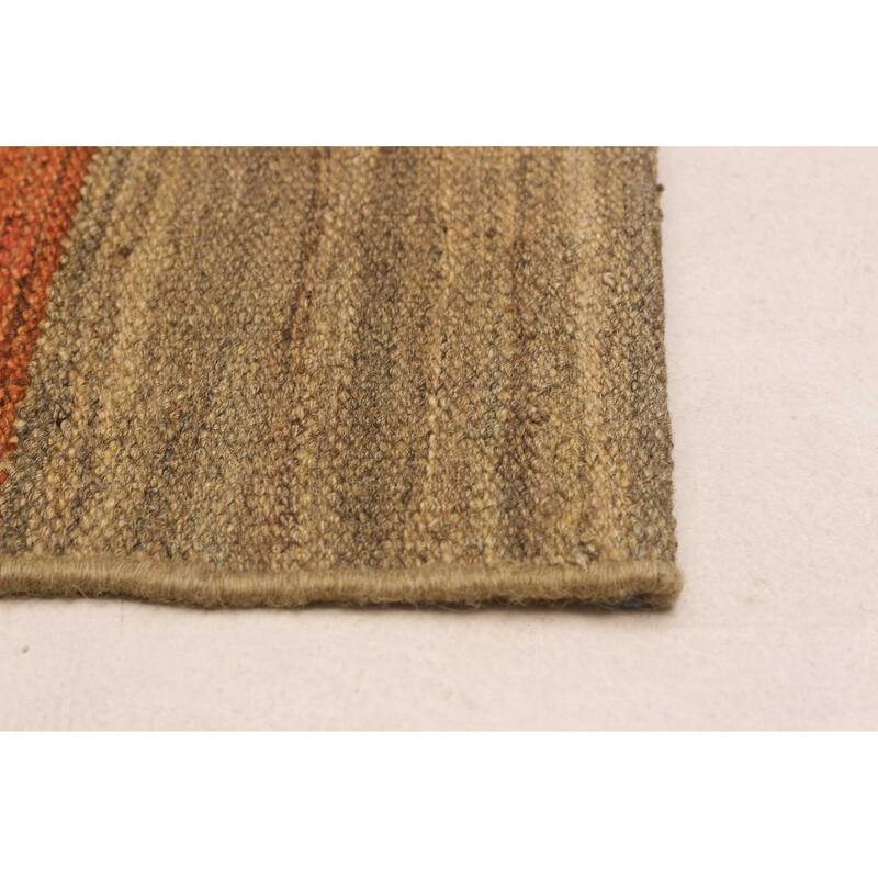 ECARPETGALLERY Flat-Weave Boho Copper Wool Kilim - 8'0 x 10'1