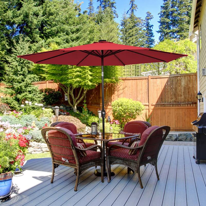 Costway 10' Solar LED Lighted Patio Market Umbrella Shade Tilt