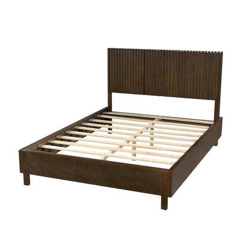 Christopher Knight Home - Adelynn Modern Wood Platform Bed with Vertical Slat Headboard, No Box Spring Needed