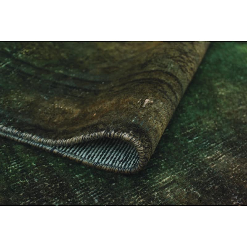 Vintage Distressed Rainbow-dyed Deana Green/Purple Runner - 3'4" x 9'6"