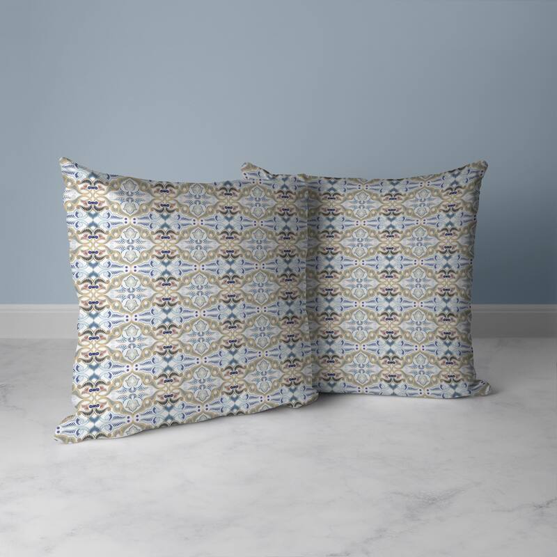 Floral Elegance Faux Suede Reversible Throw Pillow White and Beige