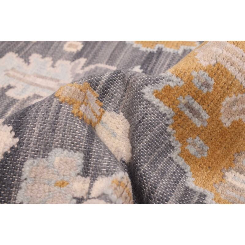 ECARPETGALLERY Hand-knotted Finest Oushak Dark Grey Wool Rug - 7'10 x 10'3