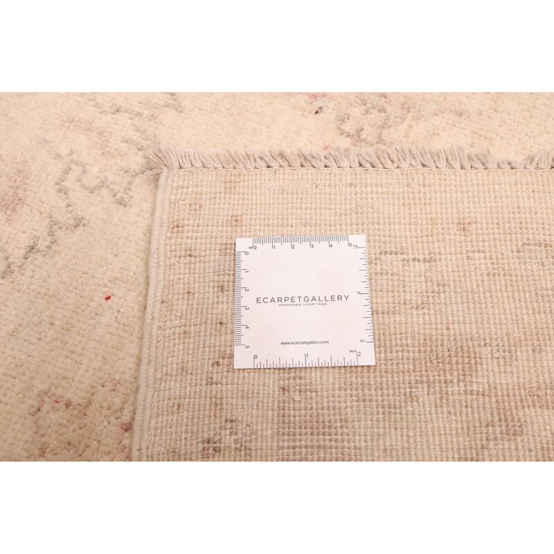 ECARPETGALLERY Hand-knotted Peshawar Oushak Ivory Wool Rug - 7'10 x 9'10