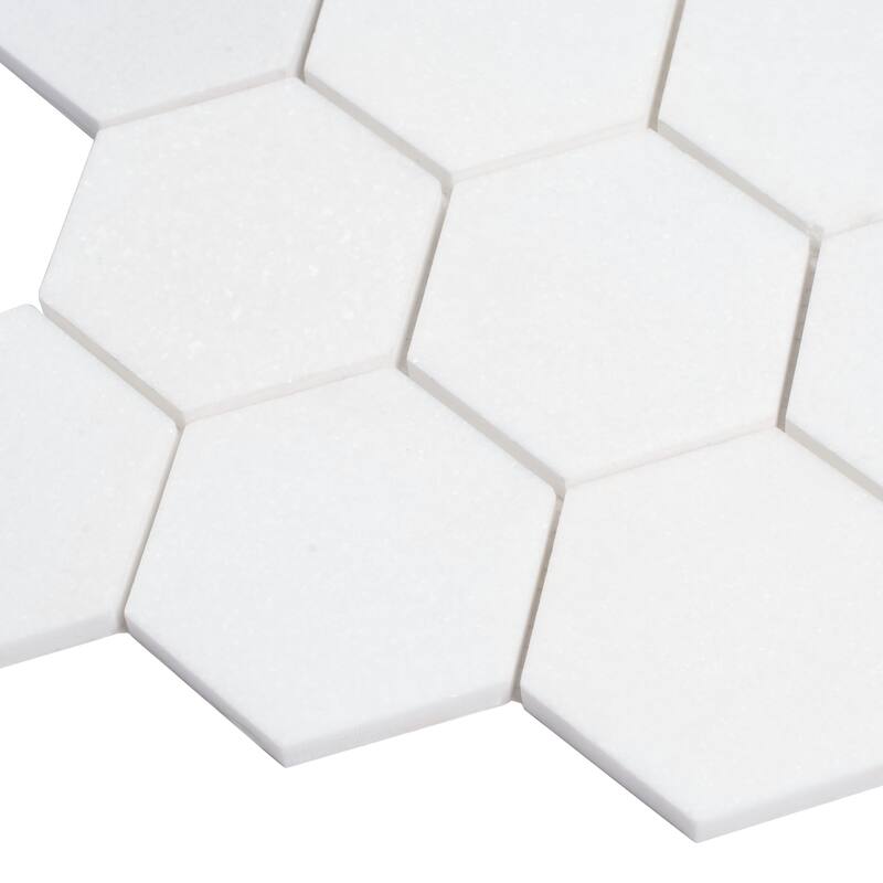 Apollo tile 10 x 12 Nubes Polished Snow White Thassos Polished Marble Tile (4.46 sq ft/case) - 5 Pack