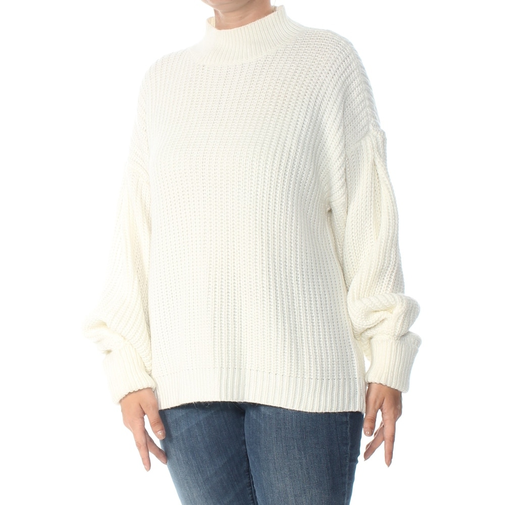 Maison Jules Womens Wool Blend Mock Turtleneck Pullover Sweater Ivory XXL