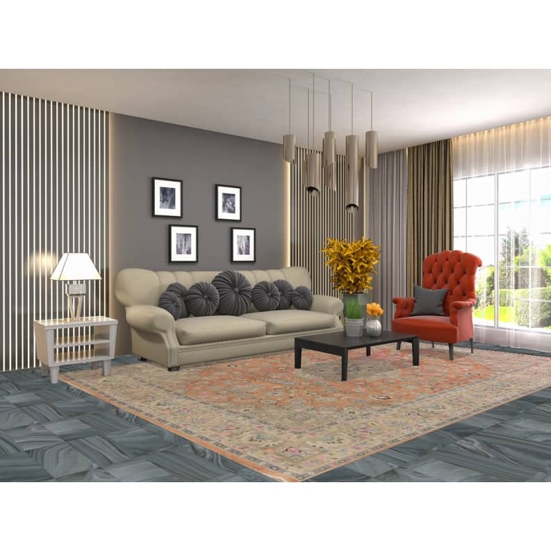 Hand Knotted Oriental 100% Wool Carpet Traditional Floral Oranges & Rust Mashad Area Rug - 11' 2'' X 8' 1''