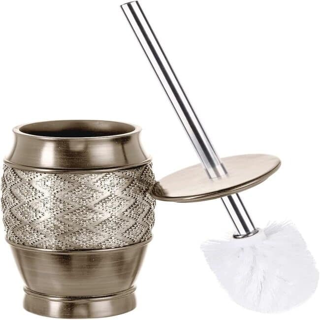 Creative Scents Toilet Brush Set Toilet Bowl Cleaner Brush and Holder - Silver