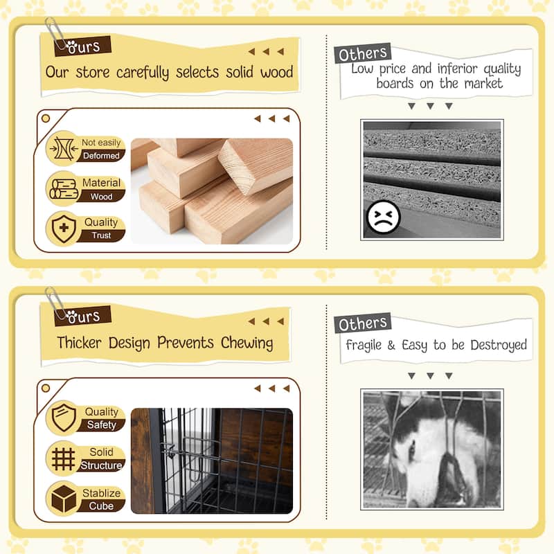 Futzca Dog Crate, Double-Doors Dog Furniture