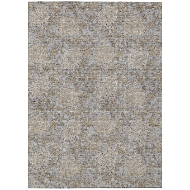 Machine Washable Indoor/ Outdoor Chantille Floral Rug
