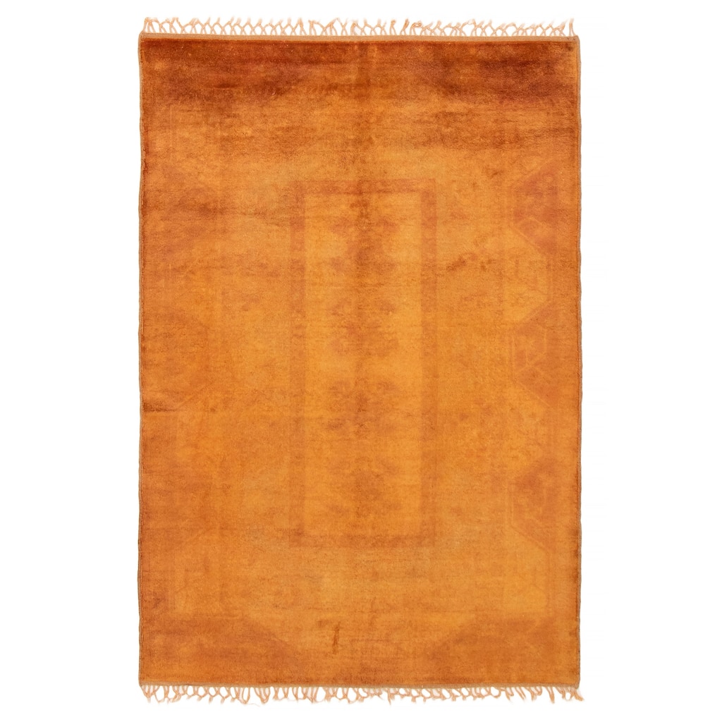 ECARPETGALLERY Hand-knotted Color Transition Light Orange Wool Rug - 5'1 x 7'6