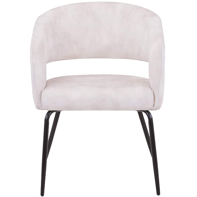 Open Back Dining Chair Upholstered in Leather or Velvet with Iron Legs Set of 2