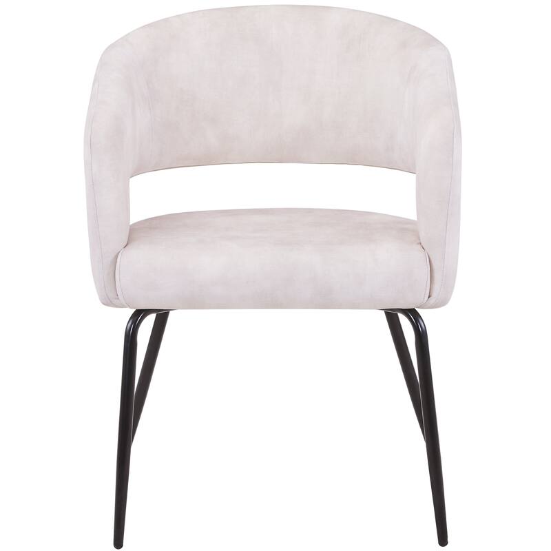 Open Back Dining Chair Upholstered in Leather or Velvet with Iron Legs Set of 4