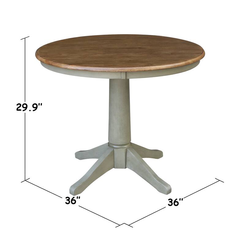 36" Round Top Pedestal Table - Hickory/Stone