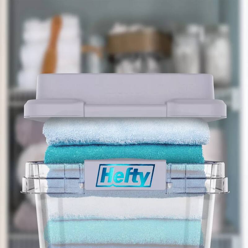 Hefty 6 Pack 32 Quart Hi-Rise Stackable Plastic Storage Bin w/ Lid, Quarry Gray - 2.14