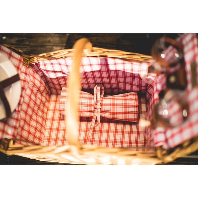 Picnic Time Piccadilly Picnic Basket, (Red & White Plaid Pattern) - N/A