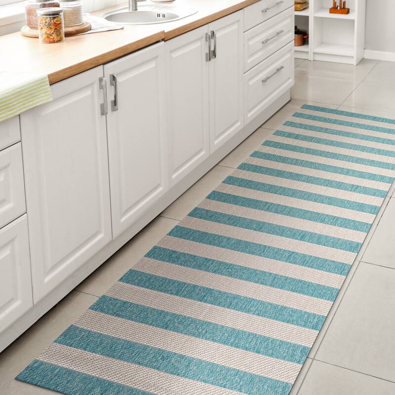 JONATHAN Y Vinales Two-Tone Wide Stripe Indoor/Outdoor Area Rug