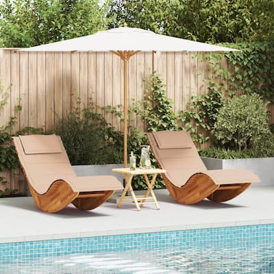 vidaXL Rocking Sun Loungers with Cushions 2 pcs Solid Wood Acacia - 23.6 x 39.4 x 19.7
