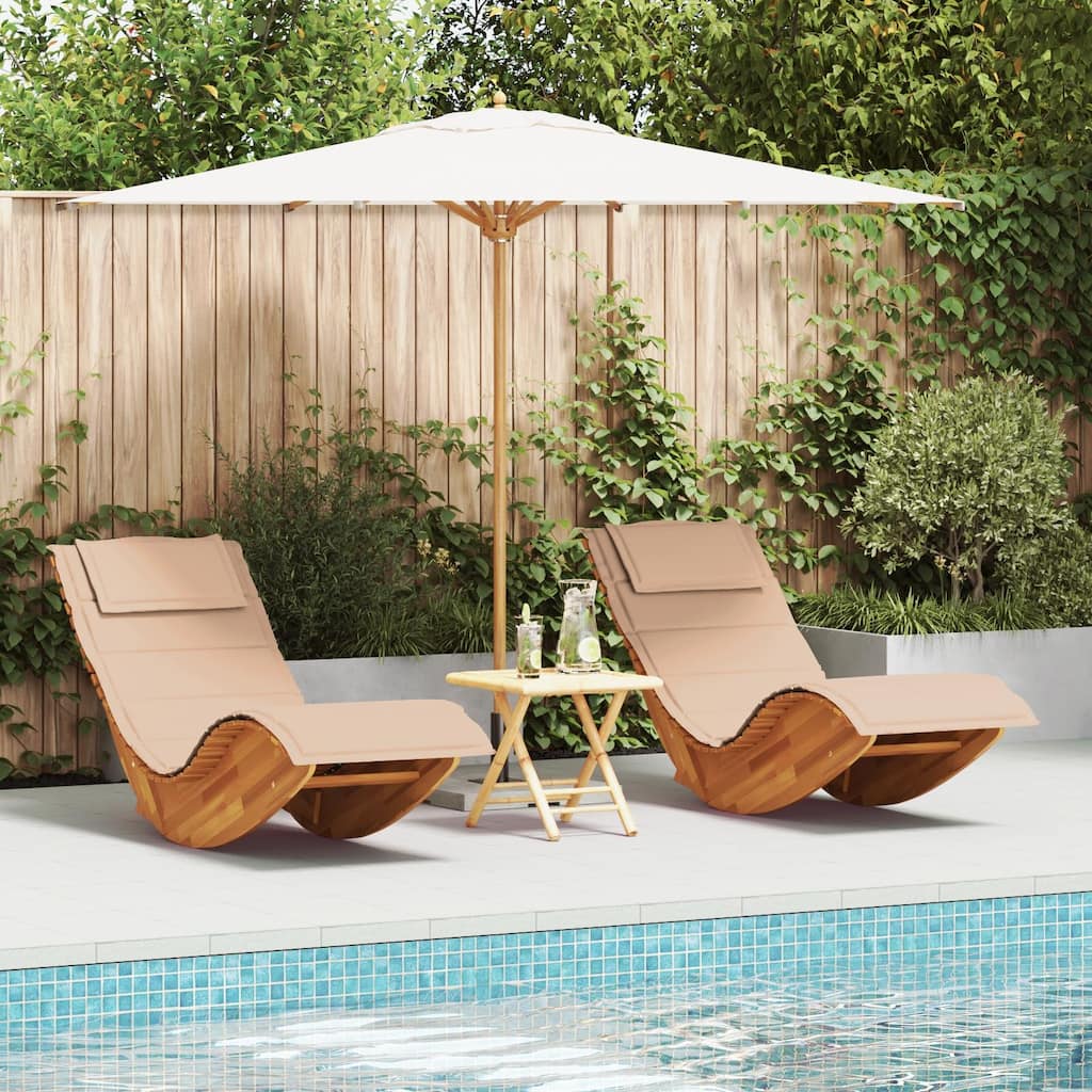 vidaXL Rocking Sun Loungers with Cushions 2 pcs Solid Wood Acacia - 23.6 x 39.4 x 19.7