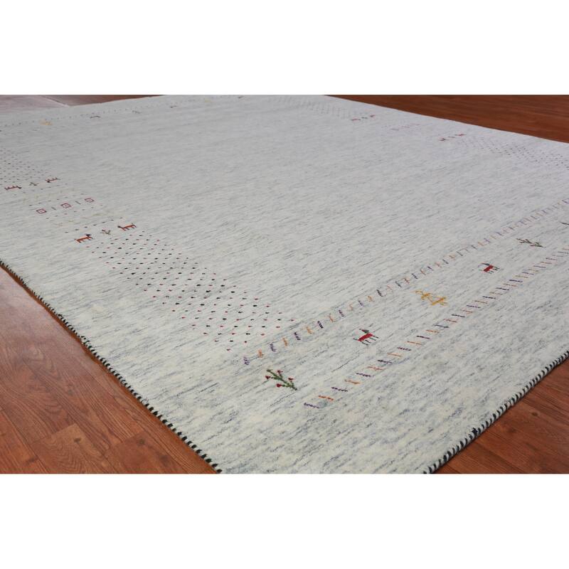 Hand Knotted Oriental 100% Wool Carpet Tribal Animal Pictorial Greys & Charcoal Gabbeh Area Rug - 10' 0'' X 8' 3''