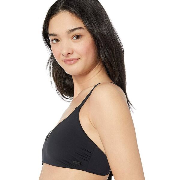 Roxy Womens Solid Beach Classics Fixed Tri Swimsuit Bikini Top