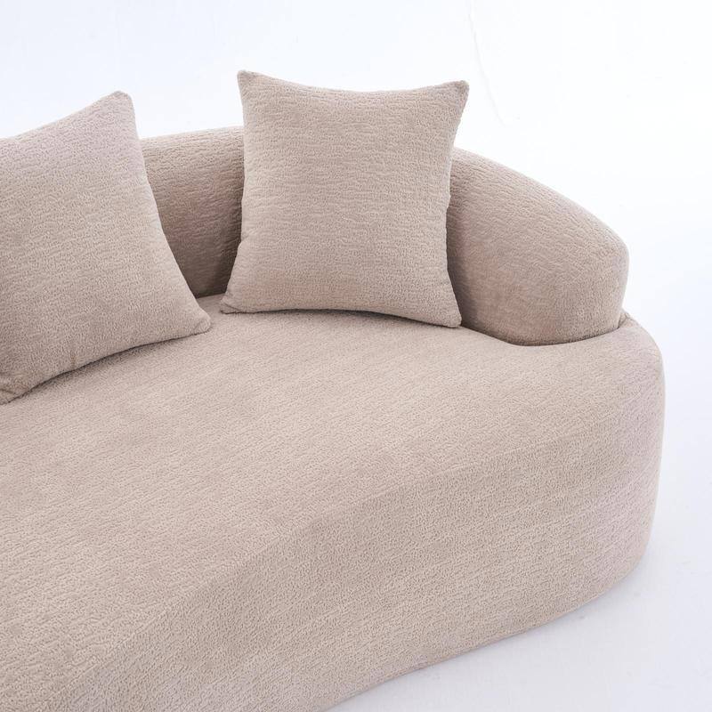 2-Seater Plush Curved Sofa,Pink Chenille,Compact,No Assembly,300lbs