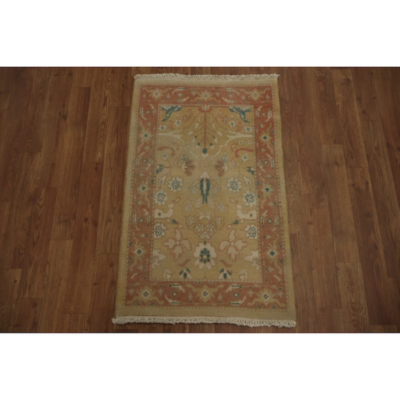 Hand Knotted Oriental 100% Wool Carpet Traditional All-Over Brown Ziegler Area Rug - 3' 1'' X 1' 11''