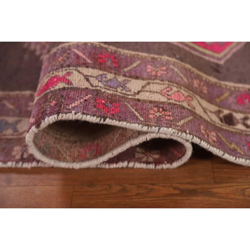 Hand-knotted Tribal Meshkin Persian Runner Rug Geometric Wool Carpet - 3'10" x 10'3"