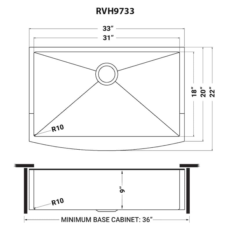 Ruvati 33-inch Apron-Front Farmhouse Kitchen Sink -Tone Matte Gold Stainless Steel Single Bowl - 33" X 22" - 33" X 22"