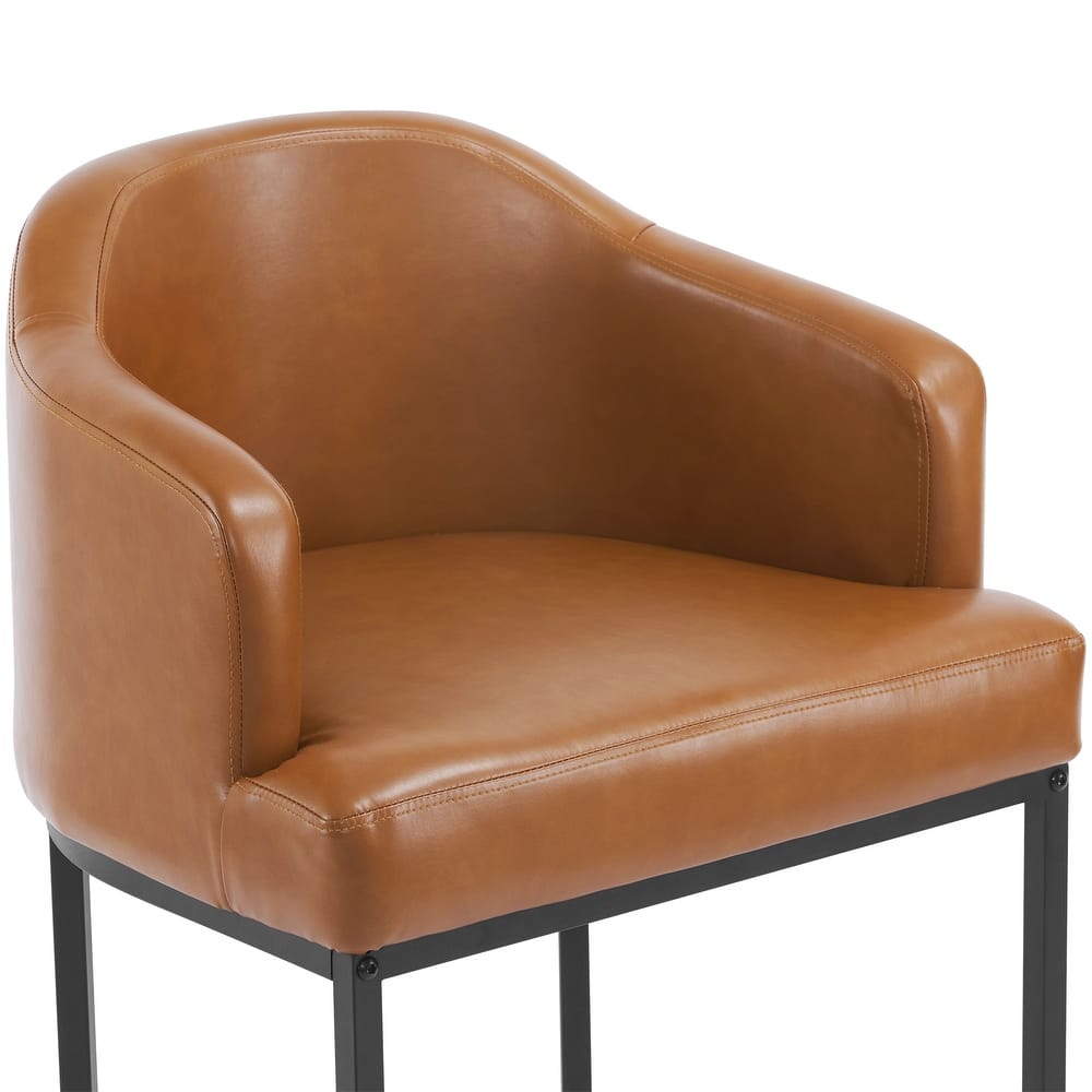 26 in. Counter Height Fabric Upholstered Low Back Bar Stool Modern Kitchen Island Stool with Black Metal Frame